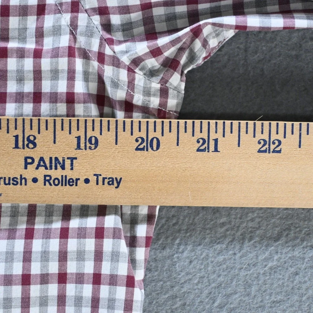 Banana Republic Mens Custom 078 Wash Shirt Slim Fit Medium Red Gingham Check